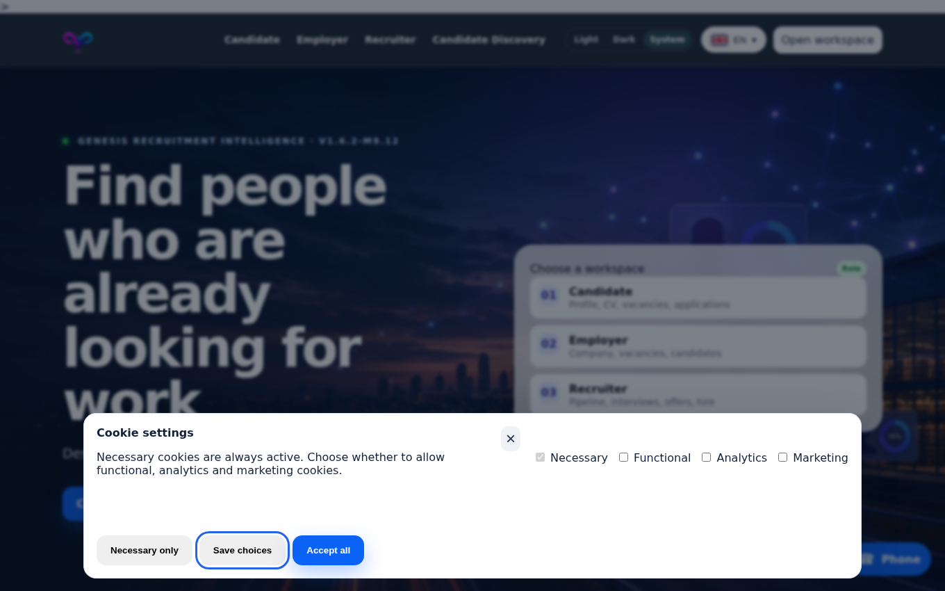 Public site — localized hero, workspace picker and live demo banner